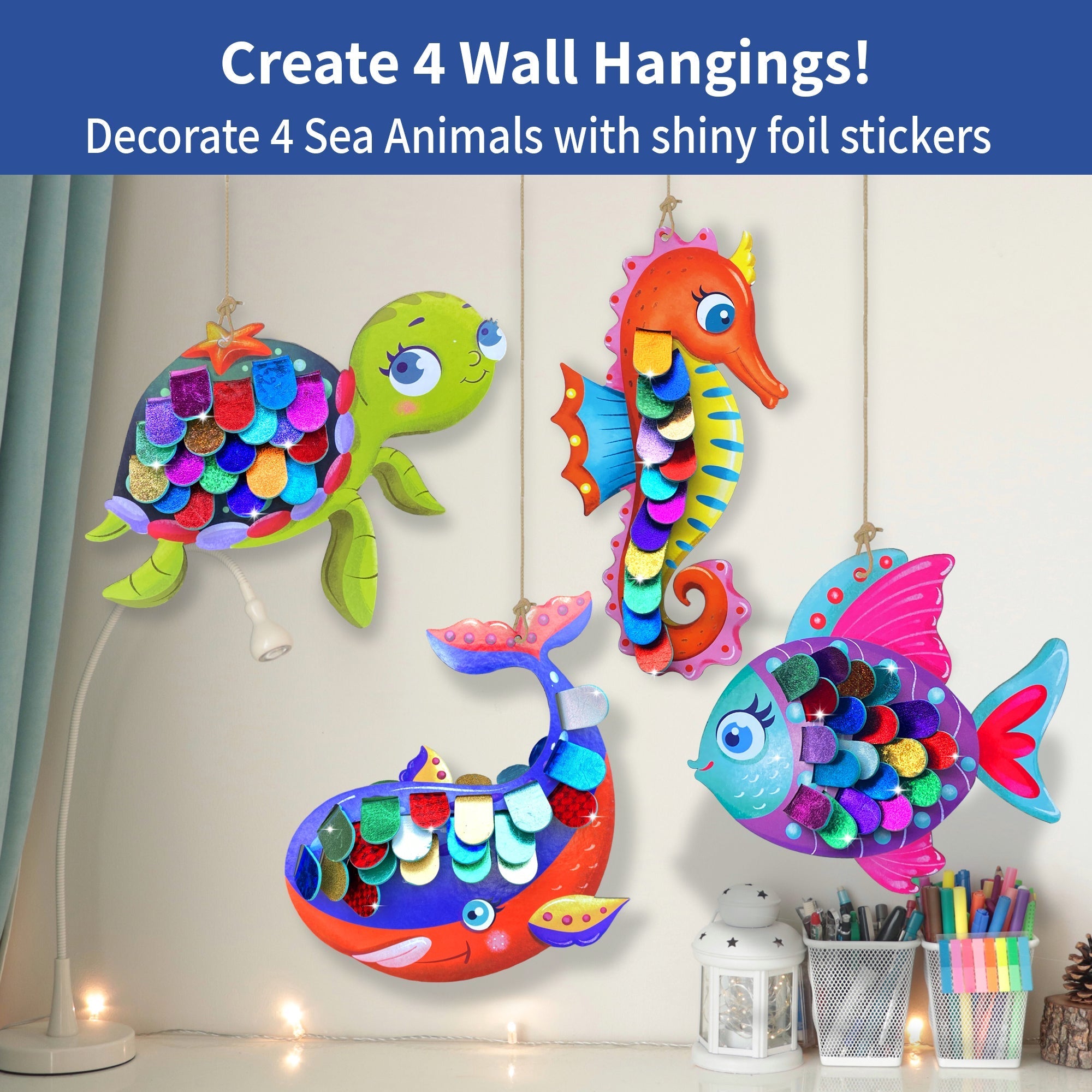Chalk And Chuckles Fabulous Foil Decorations Kit - Sea Animals Canvazo